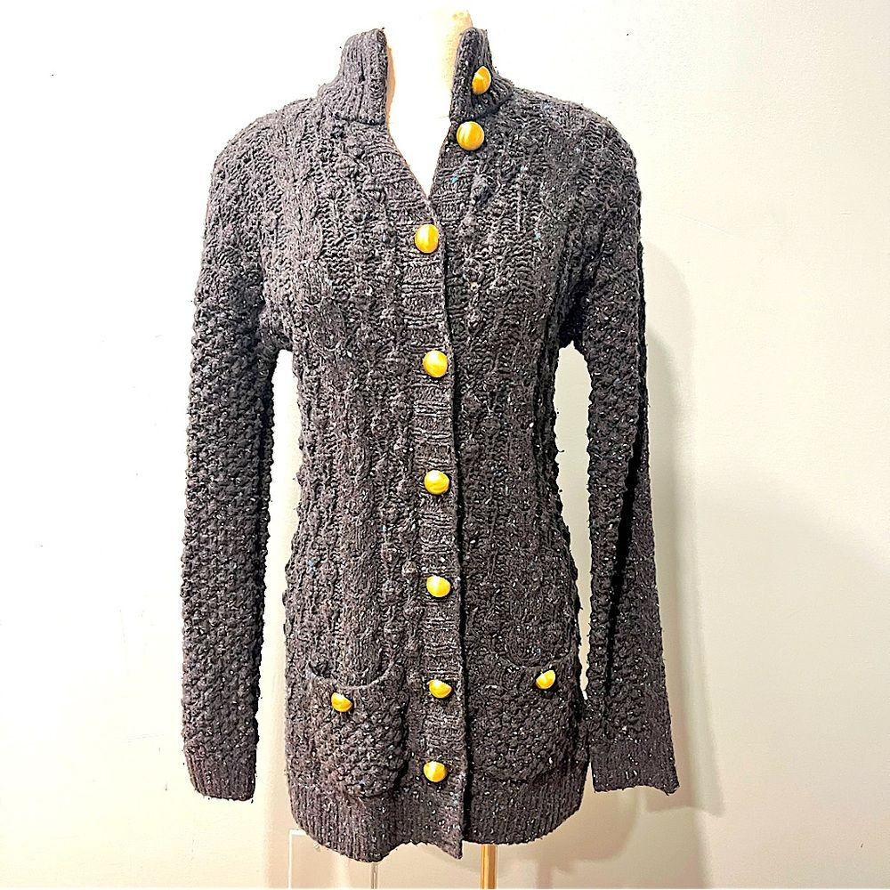 Juicy Couture Wool/Cashmere Chunky Marled Cable Knit Long Cardigan Size Small